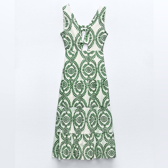 ZARA ✨VIRAL✨Perforated Knotted Embroidered Dress - Picture 9 of 15